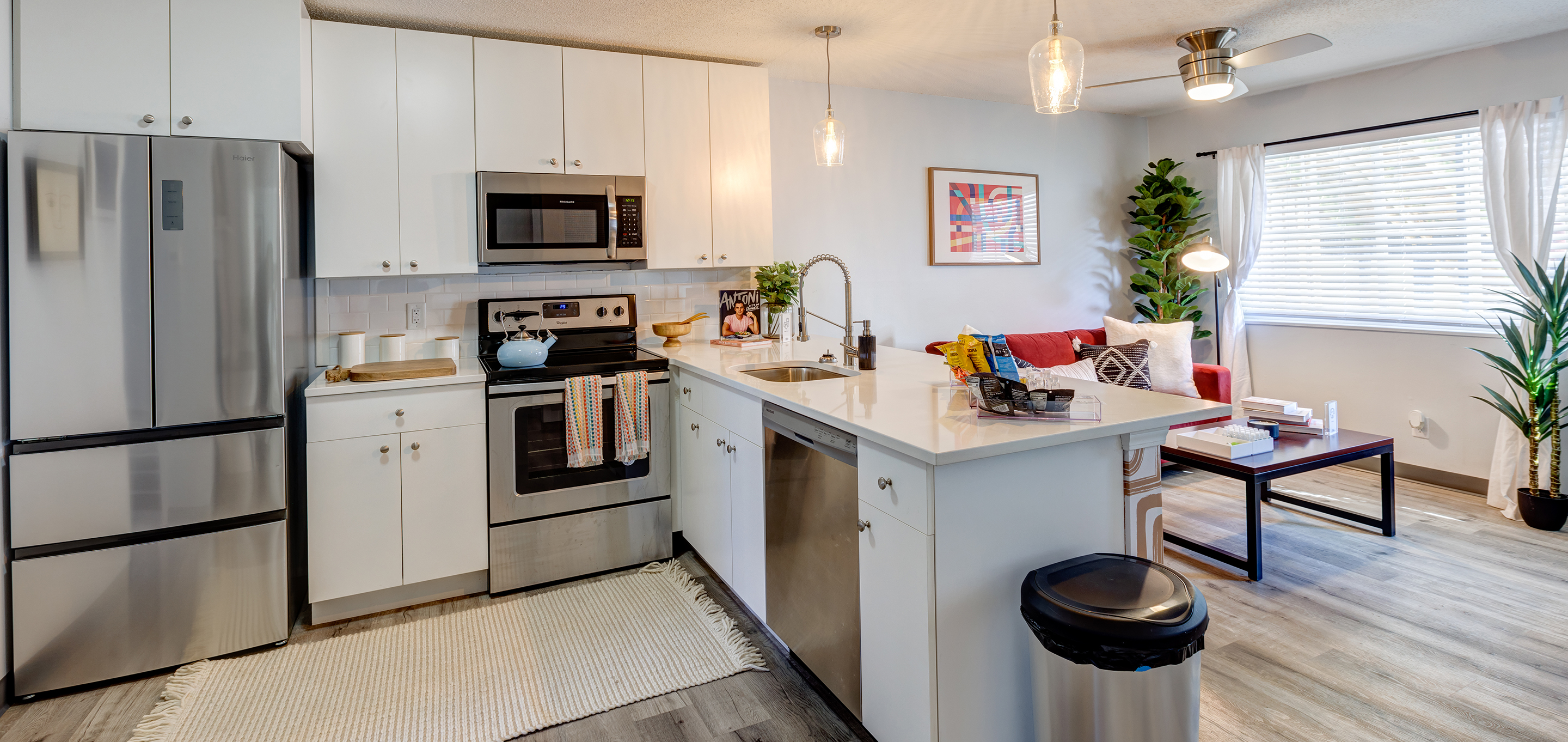 A kitchen with modern appliances