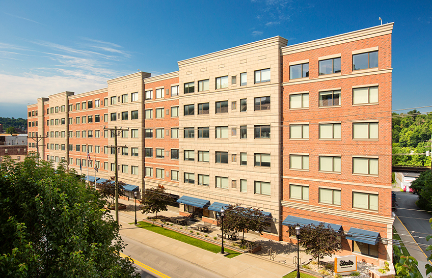 The exterior of State on Campus Morgantown