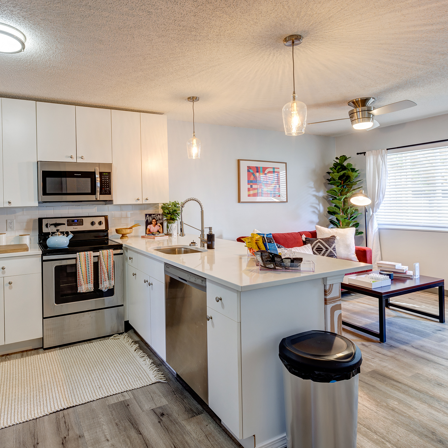 A kitchen with modern appliances