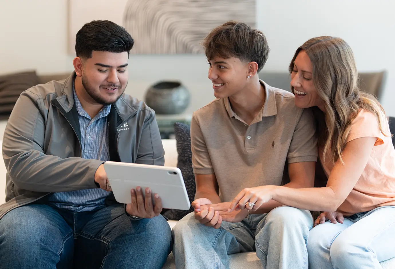 parents looking at a tablet