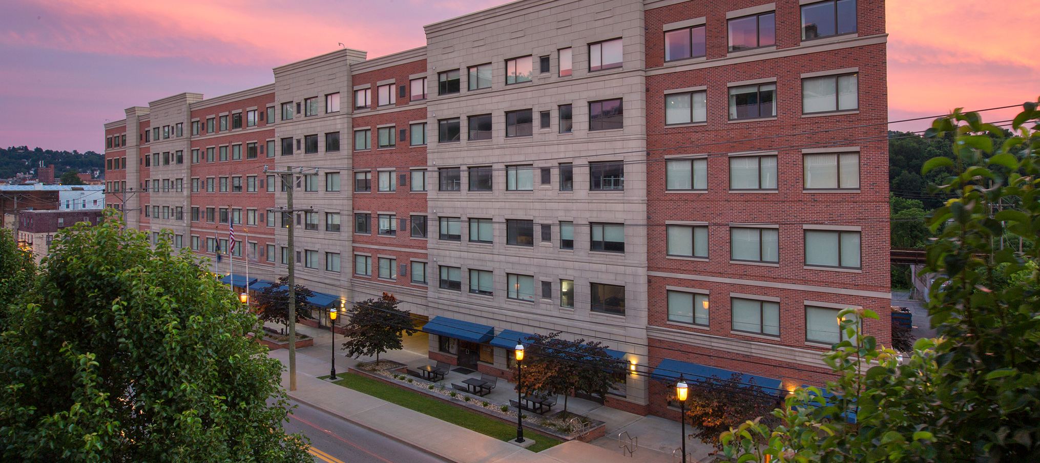 The exterior of State on Campus Morgantown
