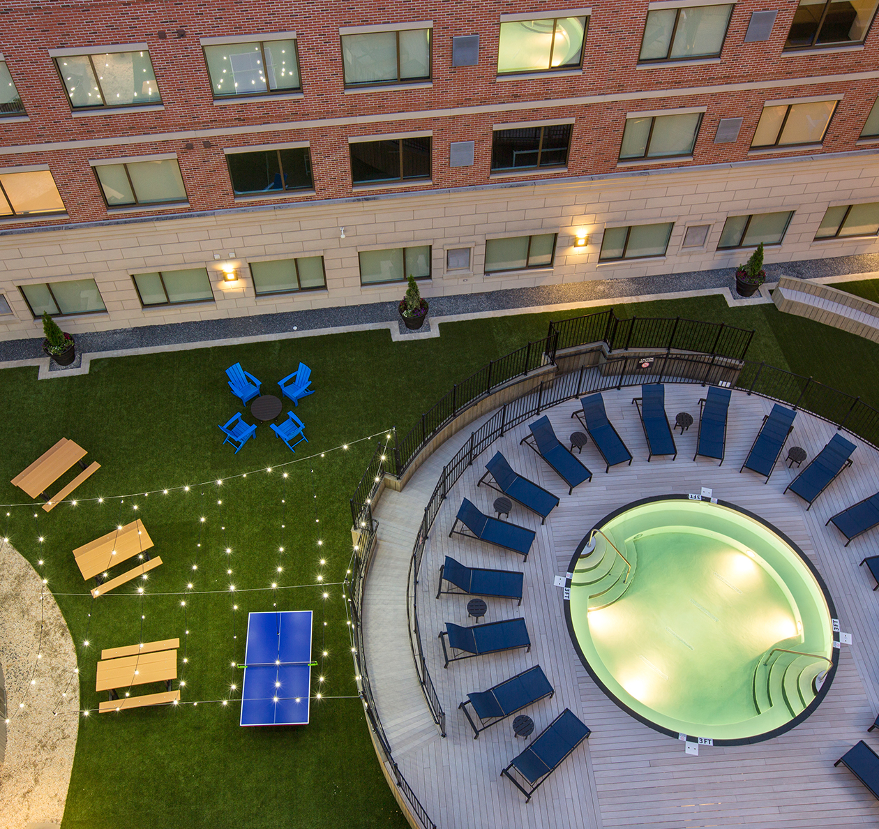 Aerial view of a swimming pool