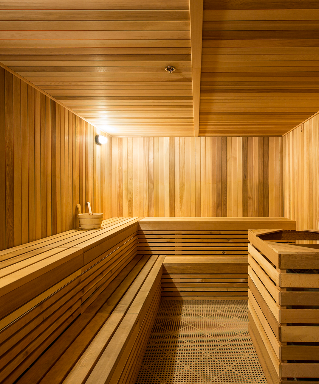 A sauna room