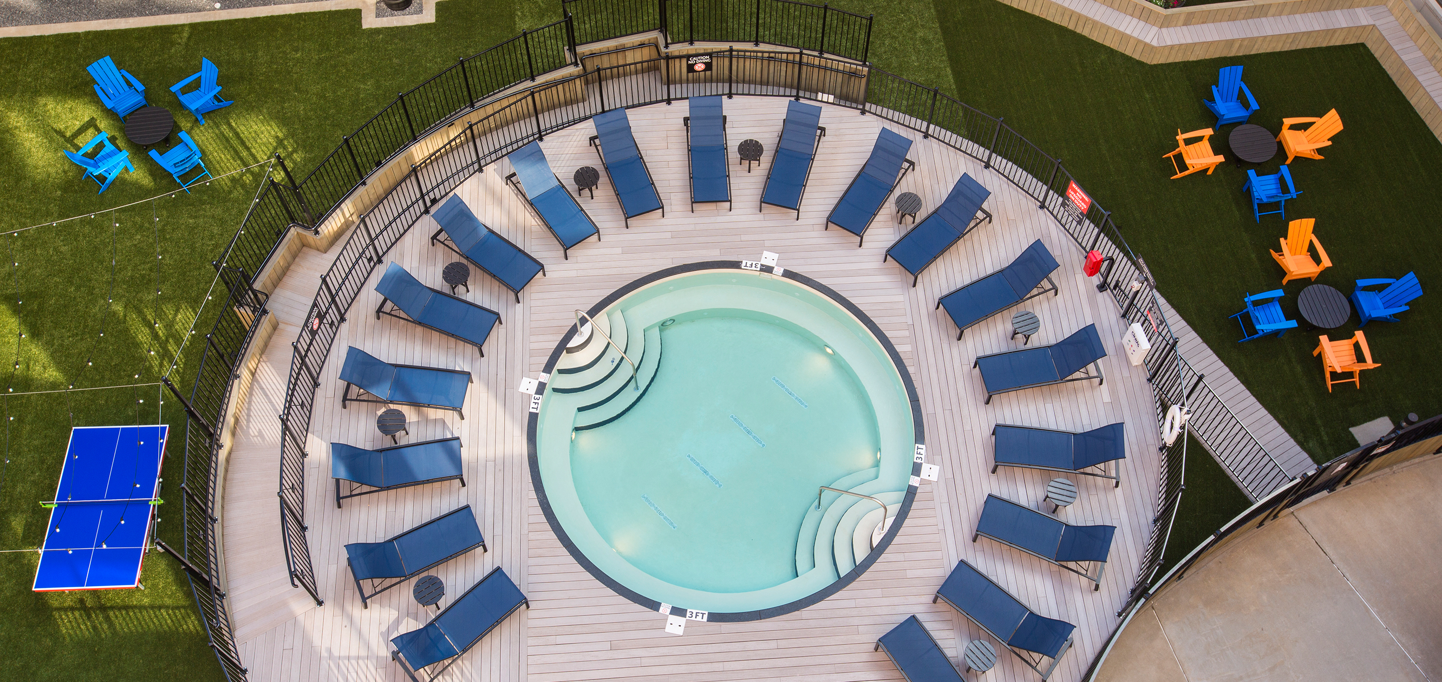 A circular swimming pool