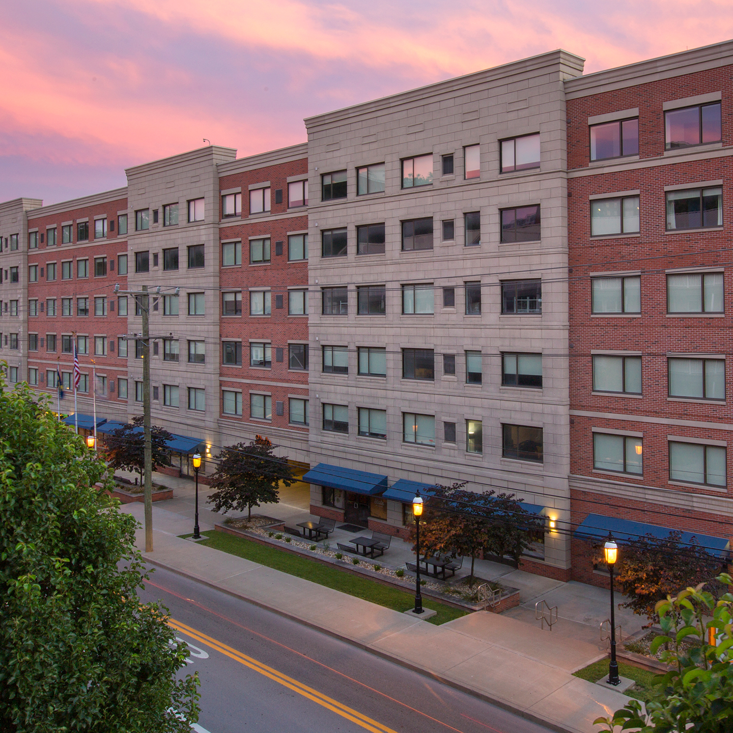 The exterior of State on Campus Morgantown